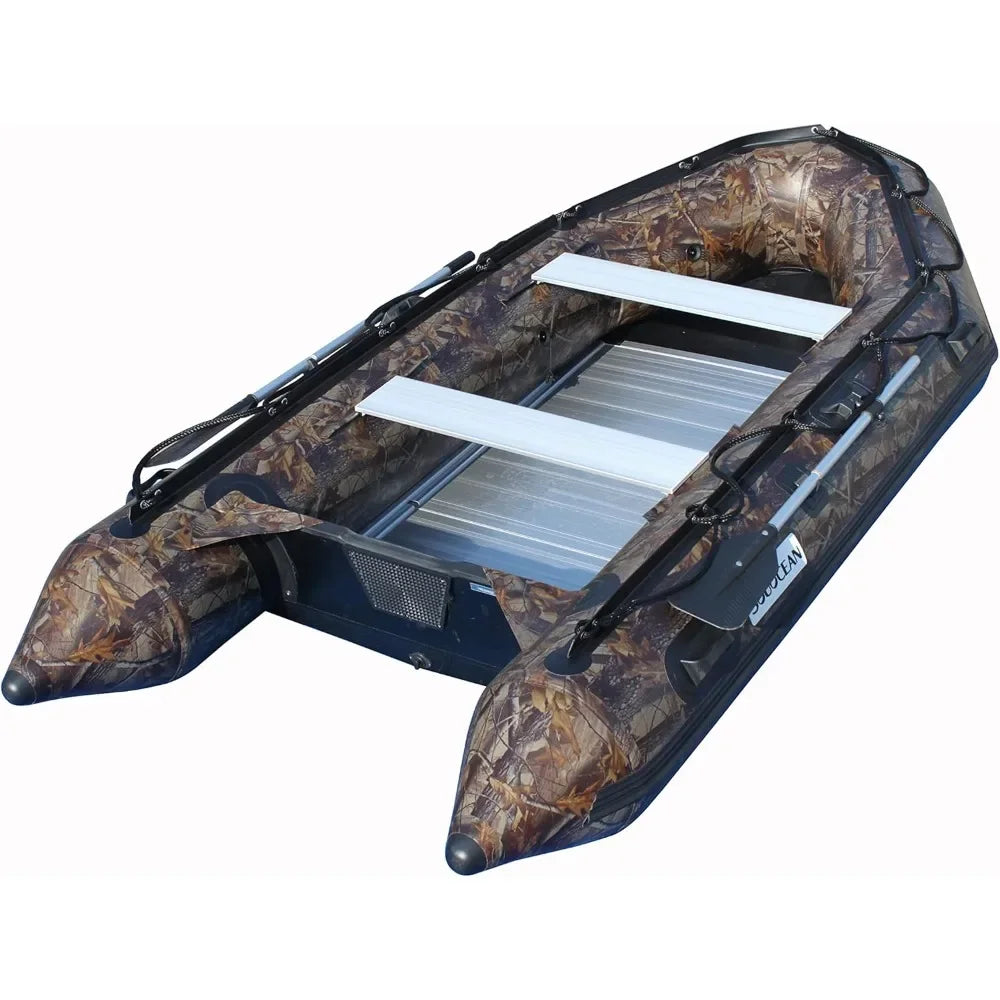 9.8ft Inflatable Boat Raft Fishing Dinghy Pontoon Boat Kayak with Aluminum Floor