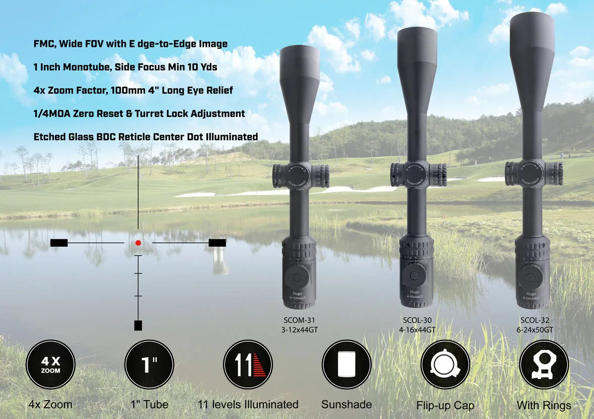 Vector Optics Hugo 6-24x50GT SFP Riflescope | BDC Reticle | 1/4 MOA Turret Lock Adjustment | Varmint Hunting | 1 Inch Tube