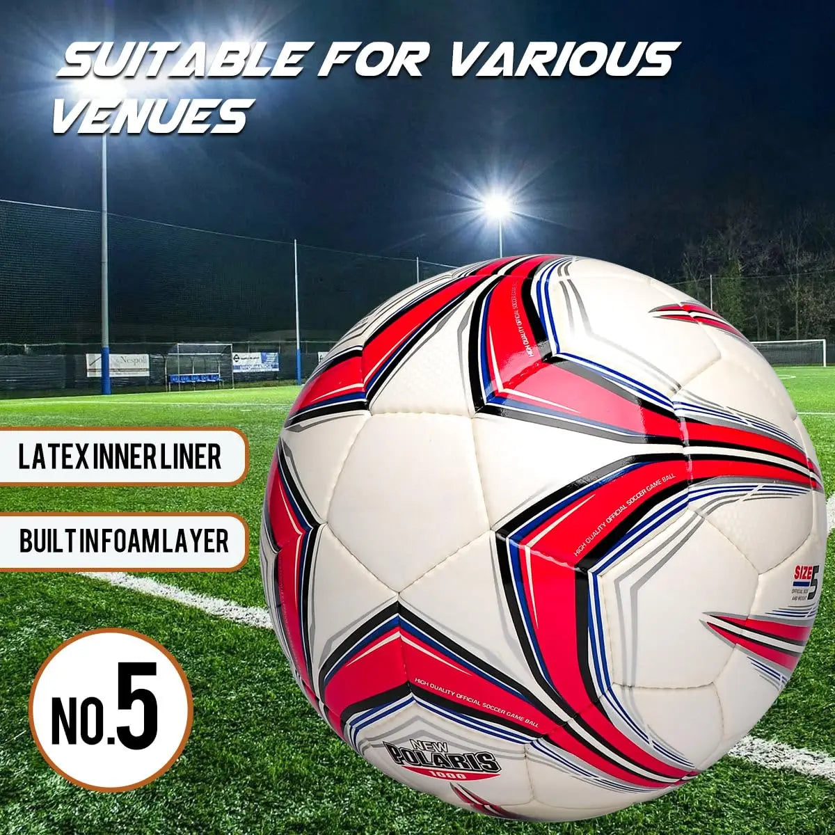 Soft PU Leather Soccer Ball Size 5 Indoor Outdoor Team Sports Training Practicing Game Match Soccer Ball Gift for Adult Youth