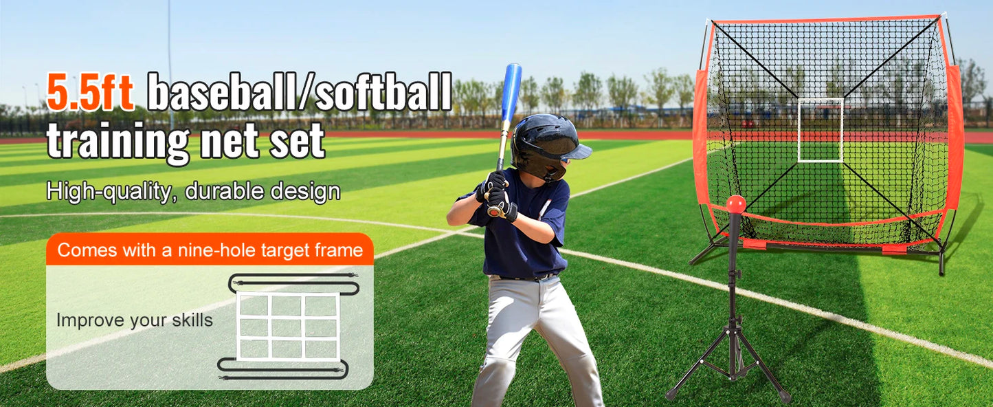 SucceBuy 5x5ft Portable Baseball Softball Practice Net for Hitting Batting Catching Pitching w/ Bow Frame Carry Bag Strike Zone