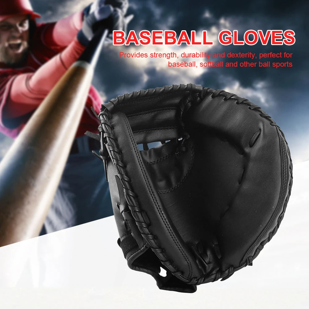Baseball Softball Catcher PU Leather Baseball Mitt Thicken Beginner Play Training Wear-resistant Catcher Mitt for Outdoor Sports