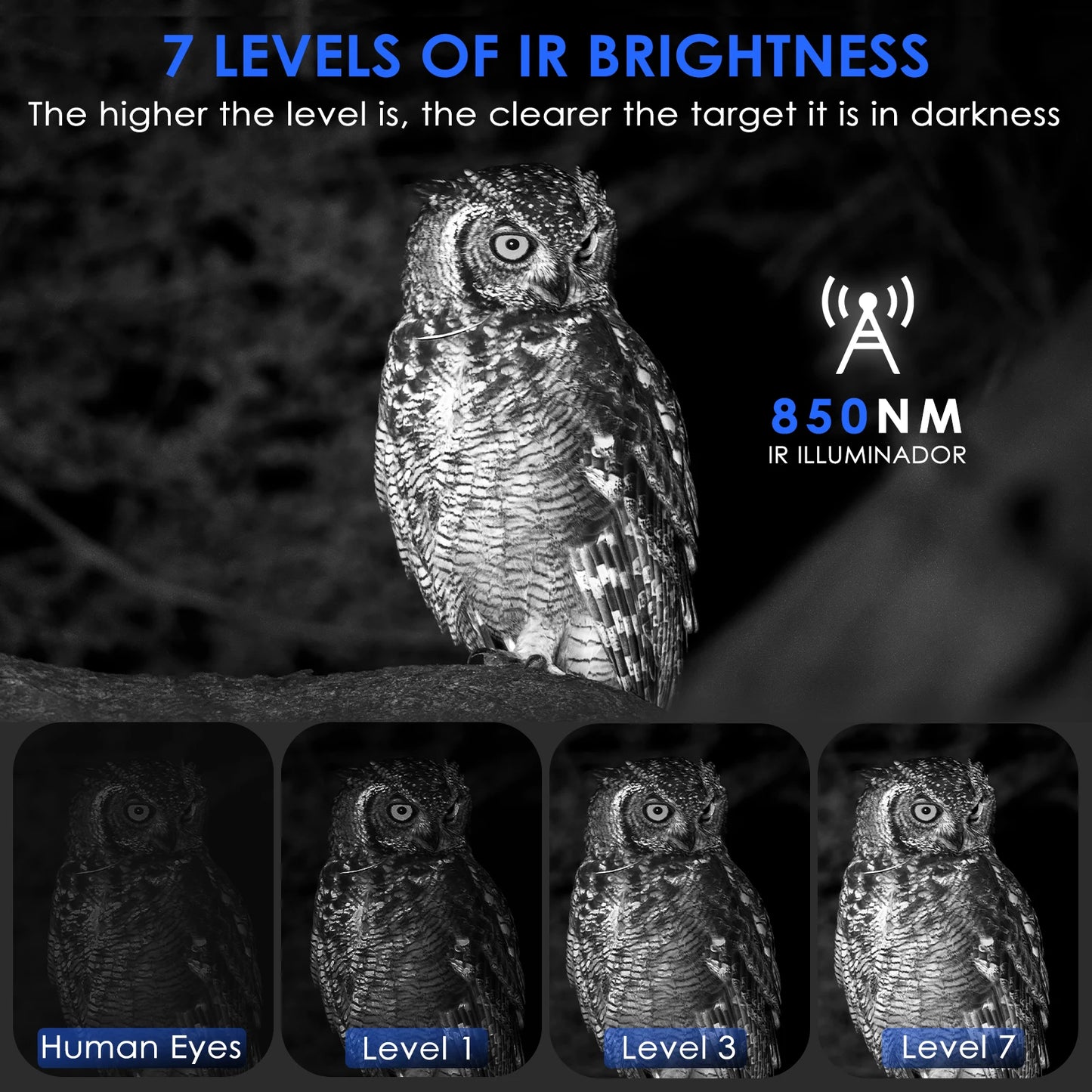 Night Vision Binoculars 4X Digital Zoom 7 Levels Infrared Goggles 2.3" Screen Telescope 300 Meters For Hunting Camping Boating