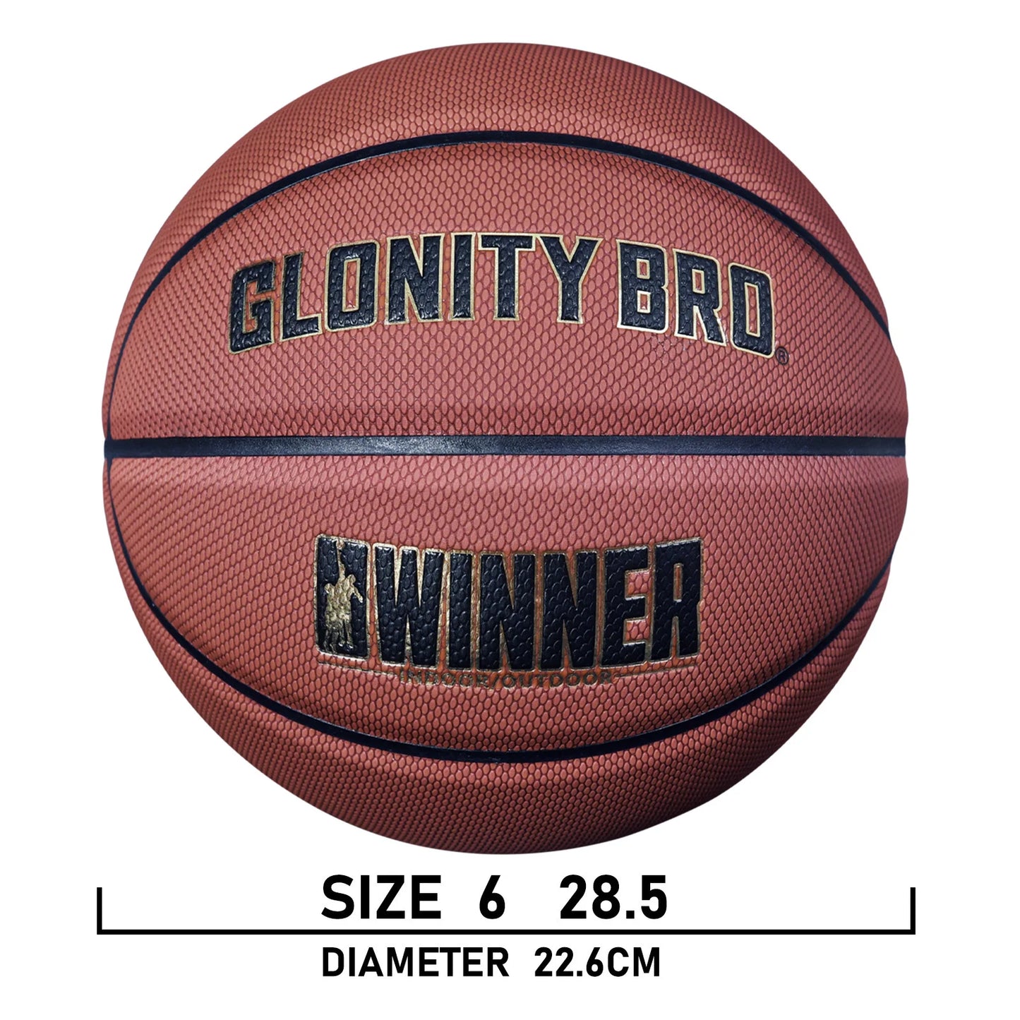Size 7-29.5” Training Basketball In&Outdoor Black-Gold Composite Leather Team Ball Official Size 6&5 Street Basketball(Deflated)