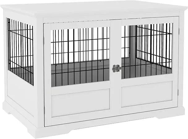 Dog Crate Furniture, 43" Dog Kennel End Table with 3 Doors, Removable Tray, Indoor Dog Cage for Extra Large Medium Small Dogs,