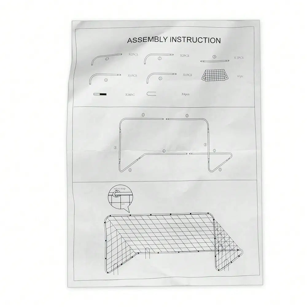 Portable 6x4 FT Size Soccer Goal Football Net w/ Ground Stakes & Strips