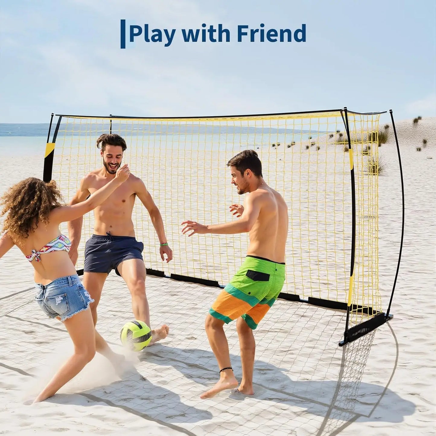 12x6 FT Soccer Goal for Backyard, Portable Soccer Net with Sturdy Metal Base, Easy Assembly Soccer Training Equipment for Indoor