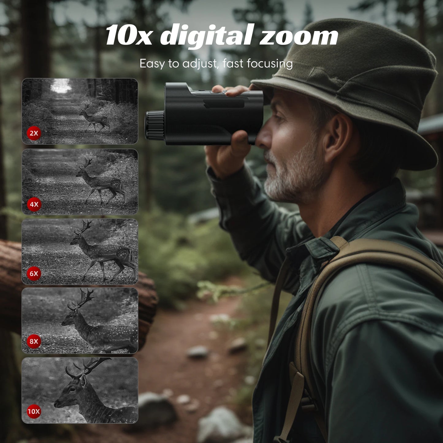 Night Vision Goggles 1080P Night Vision Binoculars with 10000mAh 10X Digital Zoom 800M Full Dark Viewing Video Record forHunting