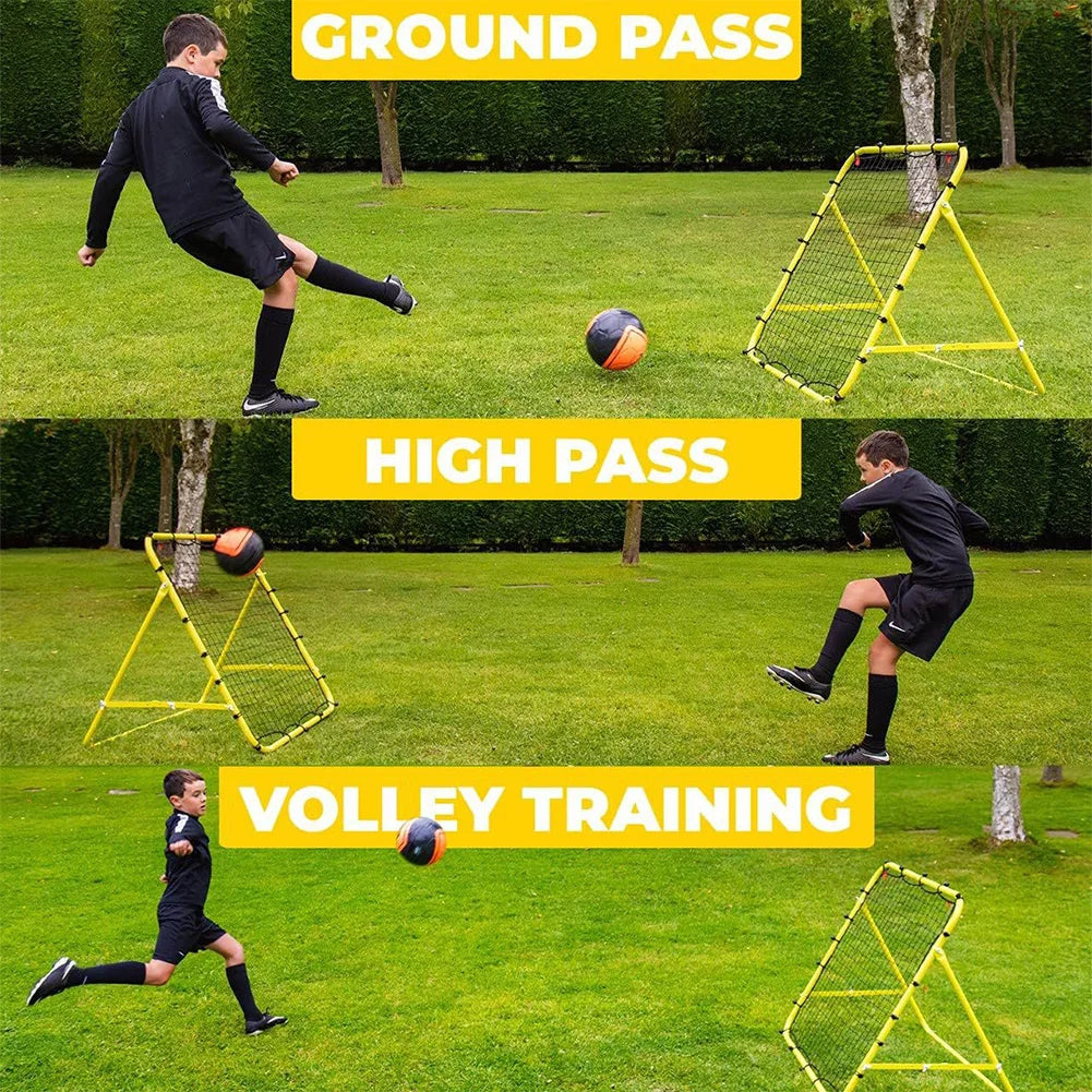 Soccer Rebounder Net with 20 Elastic Ropes Kickback Football Practice Net Target Goal Net Beginner Training Aid