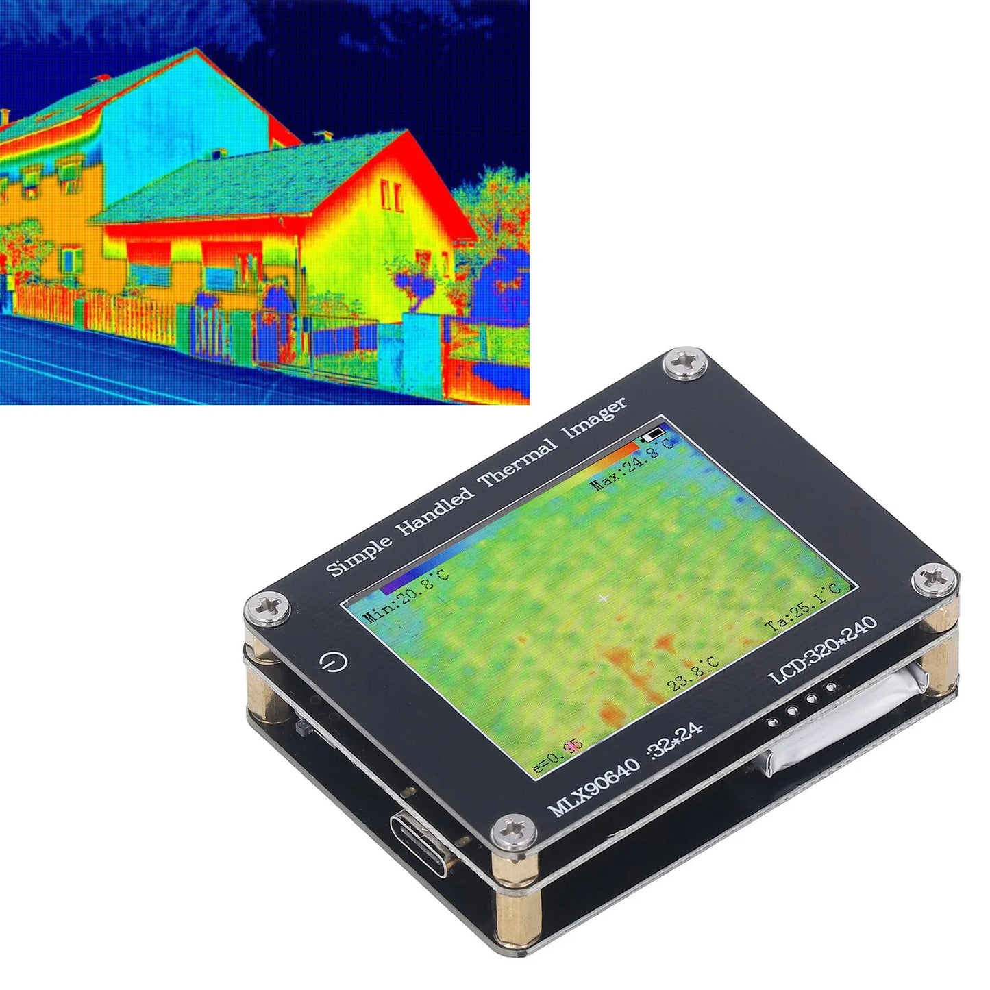 Thermal Imager Infrared Camera 2in Screen ‑ 40 ℃ to 300 ℃ Data Transmission Handheld Multifunctional Portable Thermal Imager