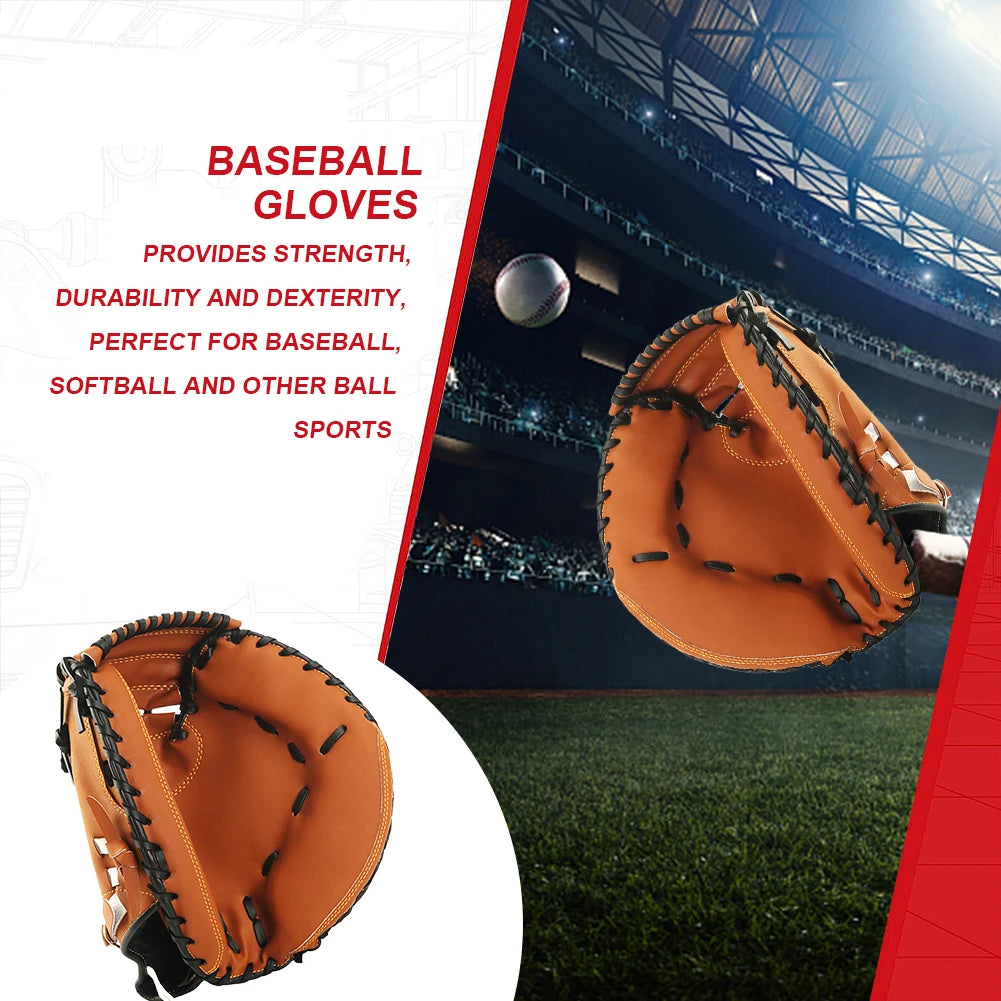 Baseball Glove PU Leather Baseball Softball Catcher Thicken Softball Glove Wear-resistant Catcher Mitt for Youth Adults Practice