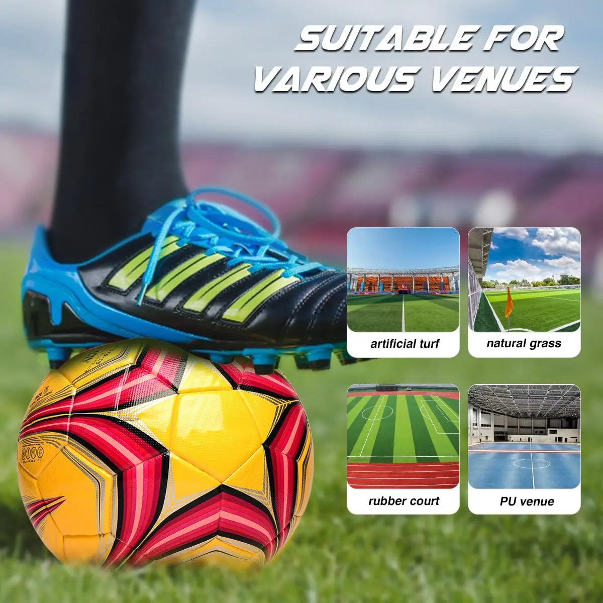 Soft PU Leather Soccer Ball Size 5 Indoor Outdoor Team Sports Training Practicing Game Match Soccer Ball Gift for Adult Youth