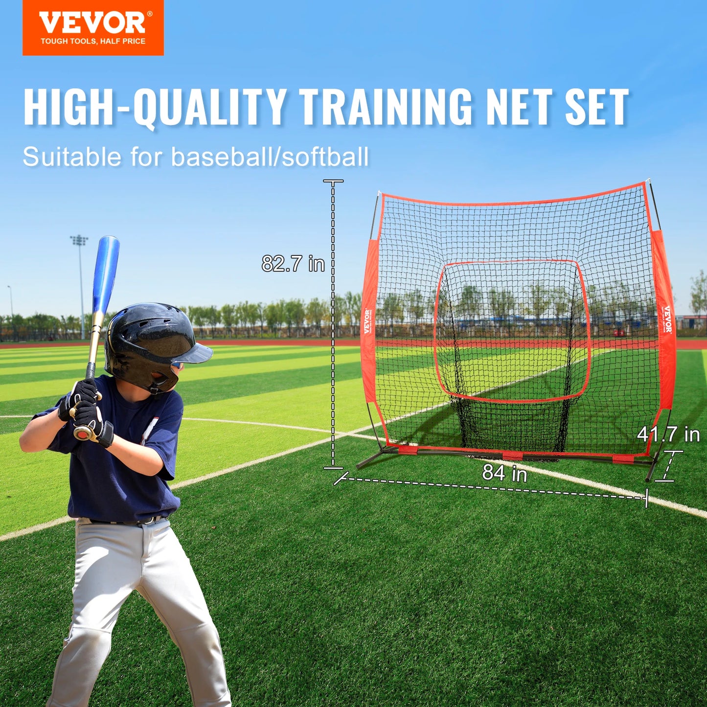 SucceBuy 7x7 ft Baseball Softball Practice Net, Portable Baseball Training Net for Hitting Batting Catching Pitching