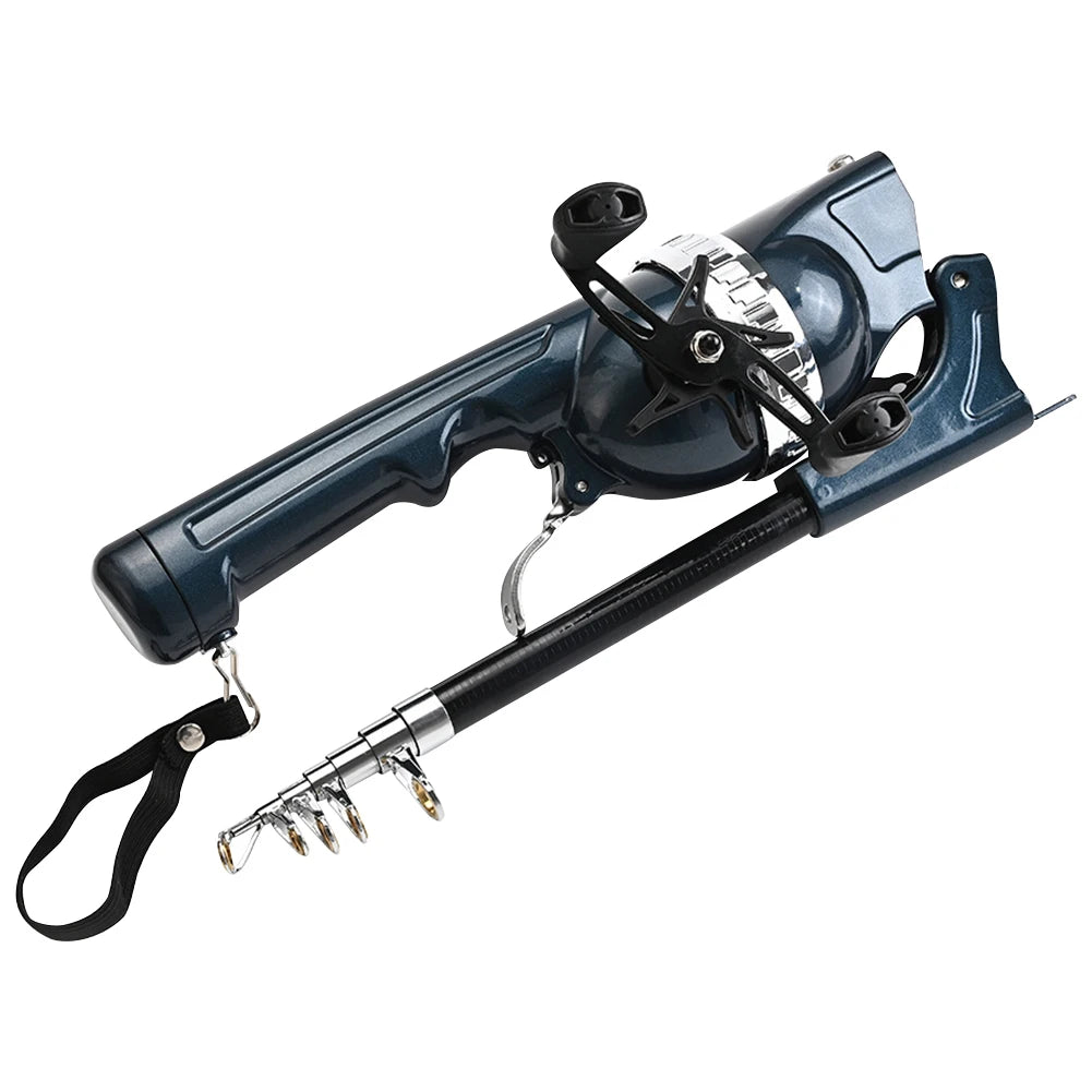 1Set Portable Folding Fishing Rod Telescopic Stainless Steel Fly Fishing Poles with Reel Line Travel Folding Mini Rod for Fish