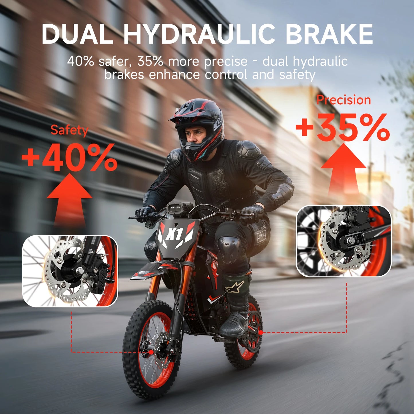 QRONGE X1 Spark Electric Dirt Bike 4500W Peak 60V 28.8Ah 50MPH Electric Motorcycle 14/12" Fat Tire Mountain Off-Road E-Bike