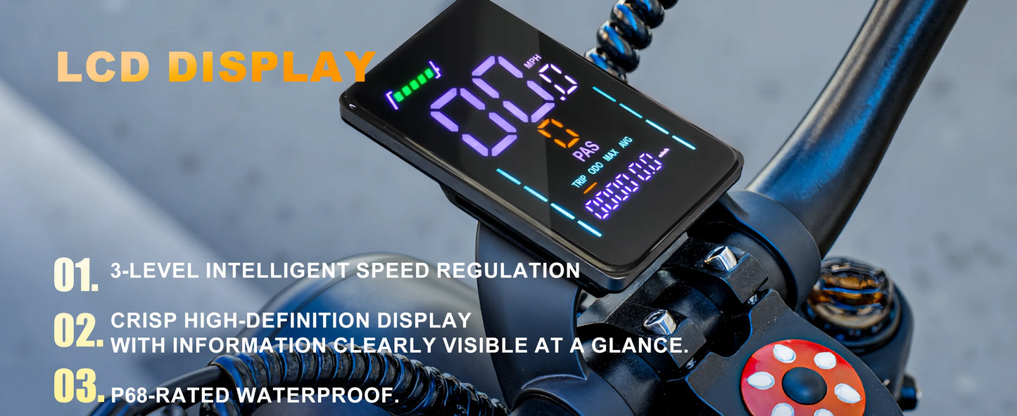 Electric Bicycle 1000W Peak Motor 35MPH Snow Electric Dirt Bike 75Miles Full Suspension 20''*4.0 Fat Tire Mountain E-bike
