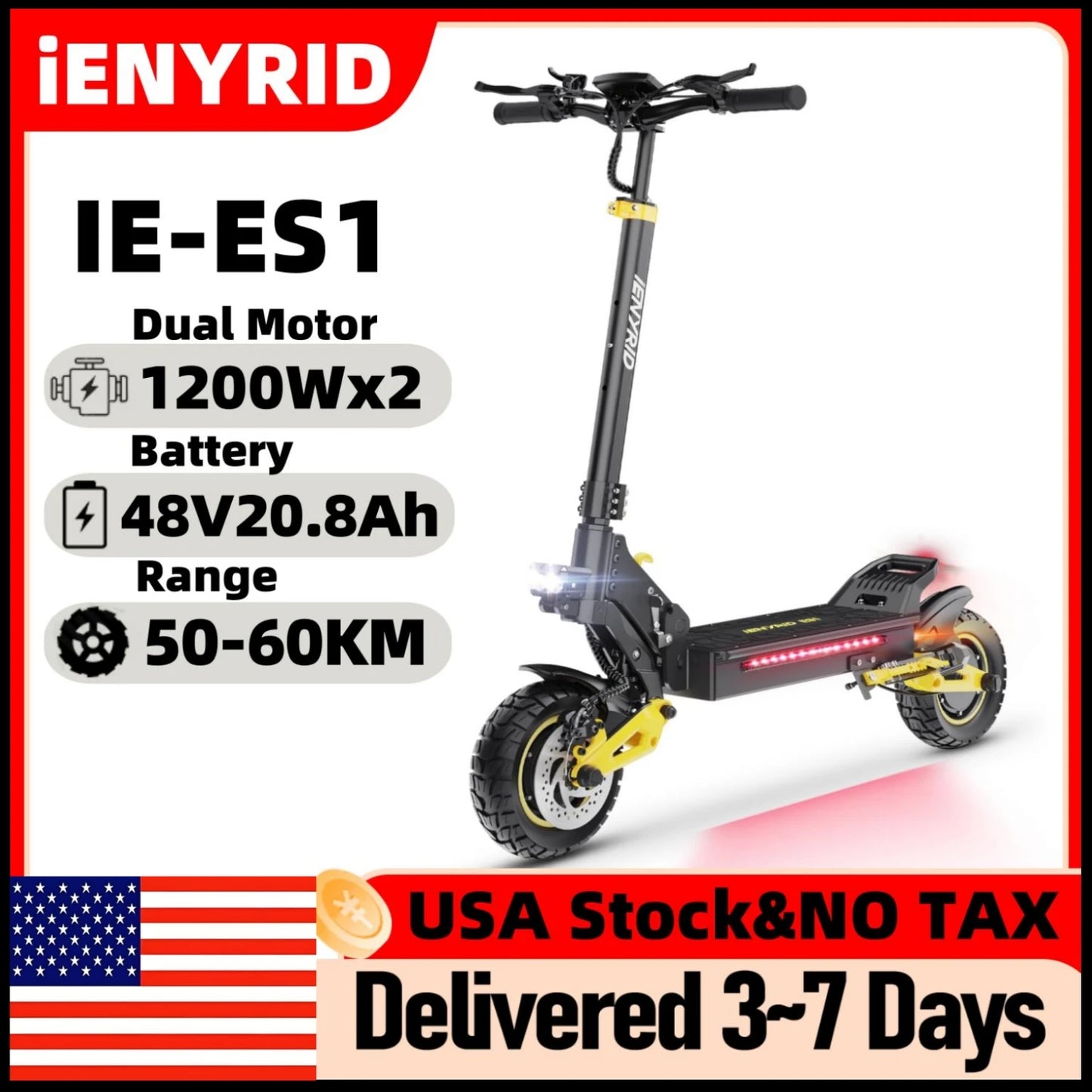 Electric Scooter Foldable 2400W Dual Motor 48V20.8Ah Lithium Battery E-Scooter Scooters 10-inch Tires Adult City E-Scooter
