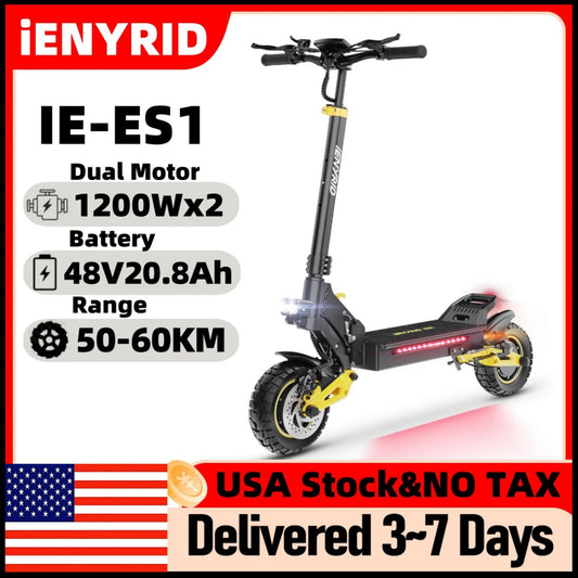 Electric Scooter Foldable 2400W Dual Motor 48V20.8Ah Lithium Battery E-Scooter Scooters 10-inch Tires Adult City E-Scooter