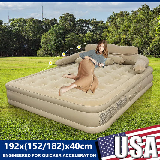 192x182x40cm Inflatable Mattress For Home Outdoor Sleeping Bed 1-2 Person Camping Air Cushion Car Folding Lazy Portable Sofa Mat
