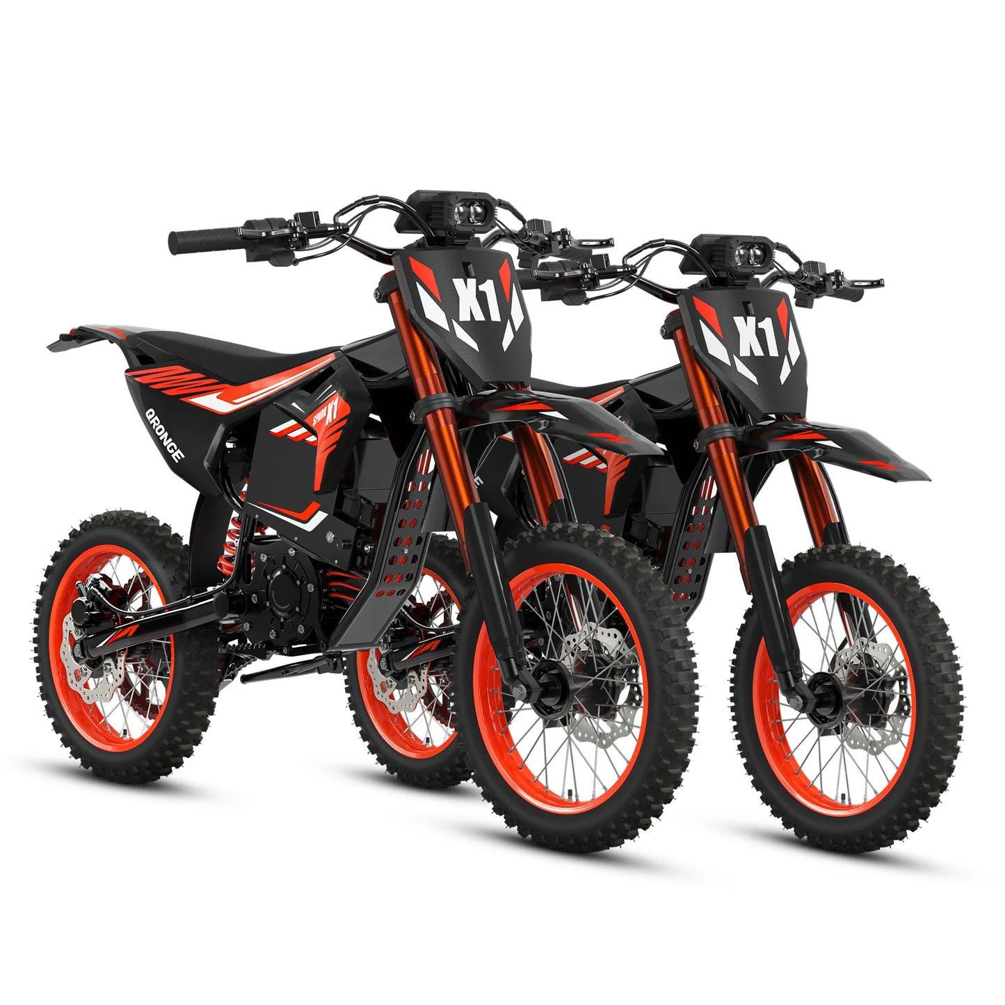 QRONGE X1 Spark Electric Dirt Bike 4500W Peak 60V 28.8Ah 50MPH Electric Motorcycle 14/12" Fat Tire Mountain Off-Road E-Bike