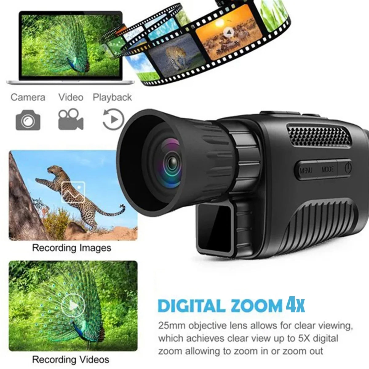 Night Vision Goggles,4K 984ft 7 Level Digital Night Vision Monocular for Dark,Rechargeable Travel Infrared Monoculars