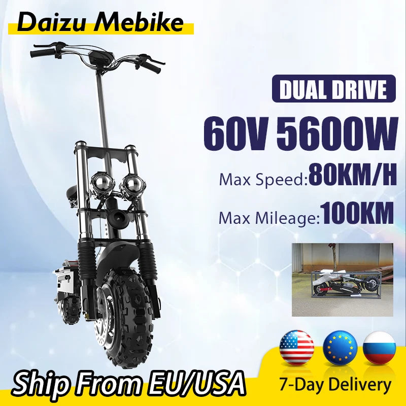 11Inch Off Road Electric Scooter 72V 6000W Dual Motor 85km/h Powerful E Scooter For Adults With Remote Control High Speed Safe