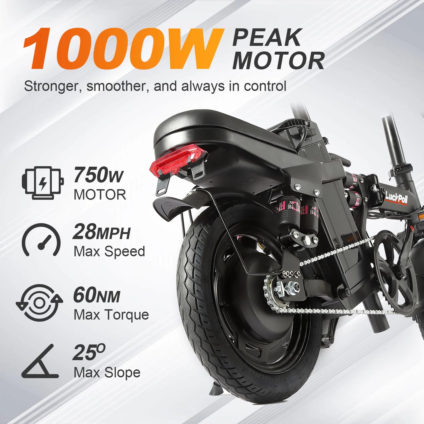 Classic Foldable Ebike 2000W/1000W, 40/28MPH, 52V 25Ah, 48V 15Ah, 60-80 Miles Range 14" Commuter Adult Electric Bicycle