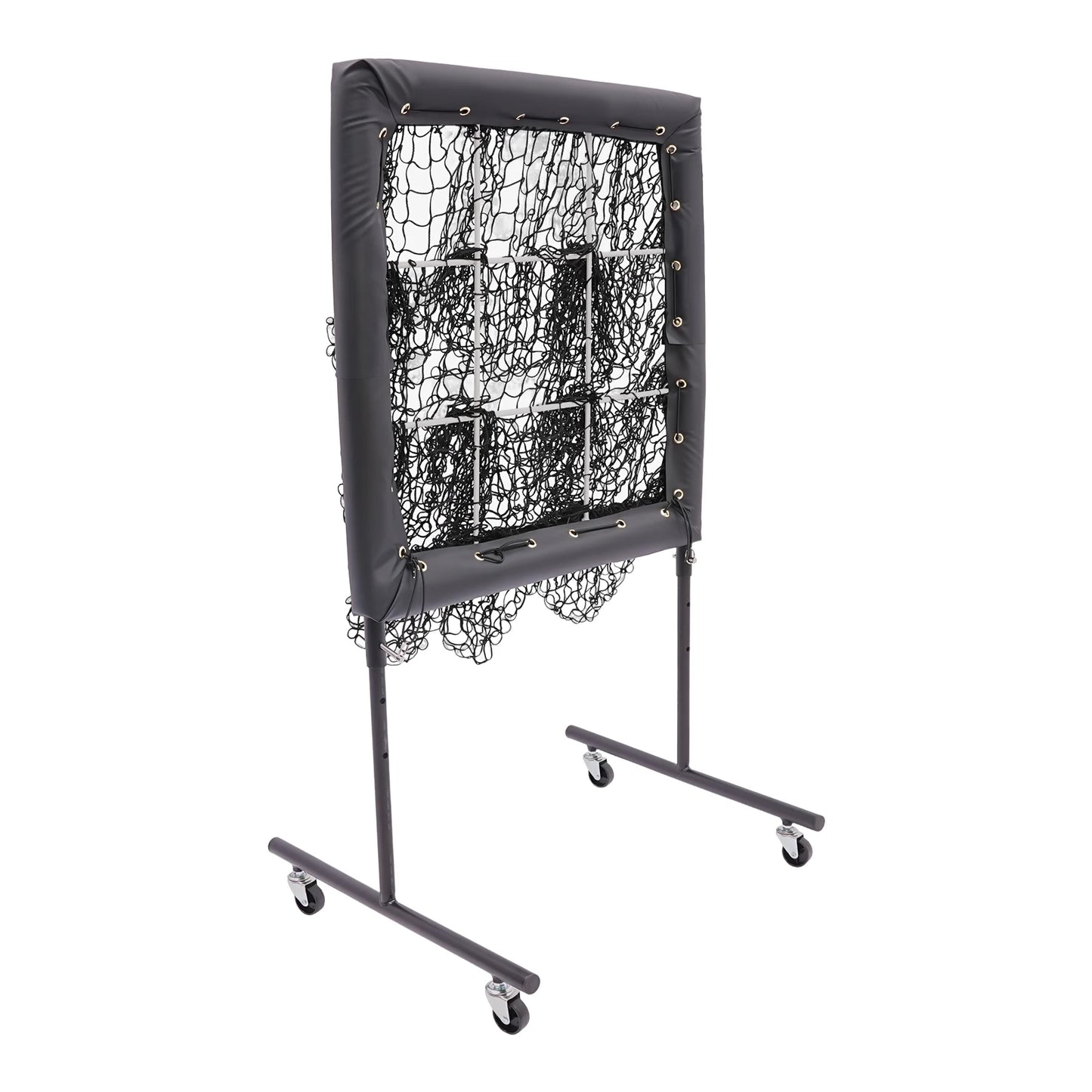 9 Hole Baseball Training Equipment Hitting Pitching Practice Net Adjustable Baseball Trainer Aid with 360° Swivel Caster
