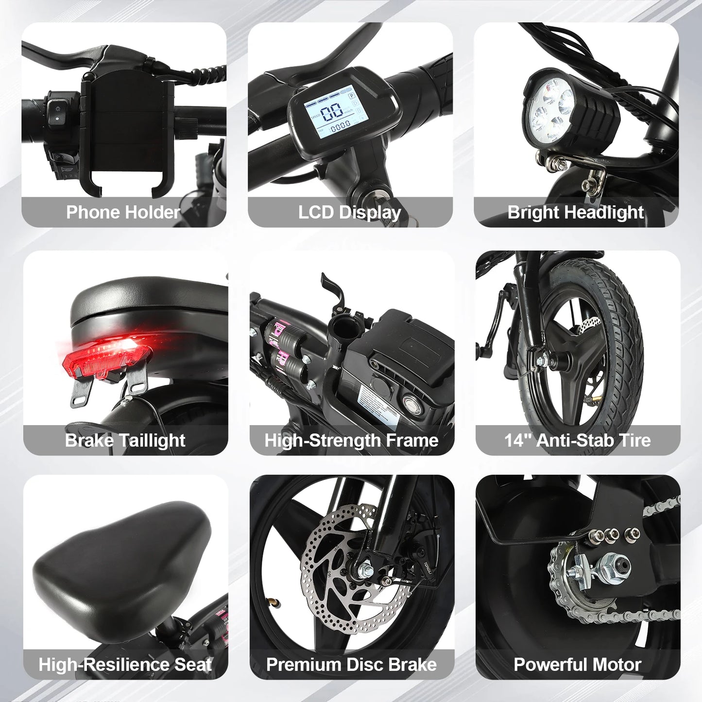 Classic Foldable Ebike 2000W/1000W, 40/28MPH, 52V 25Ah, 48V 15Ah, 60-80 Miles Range 14" Commuter Adult Electric Bicycle