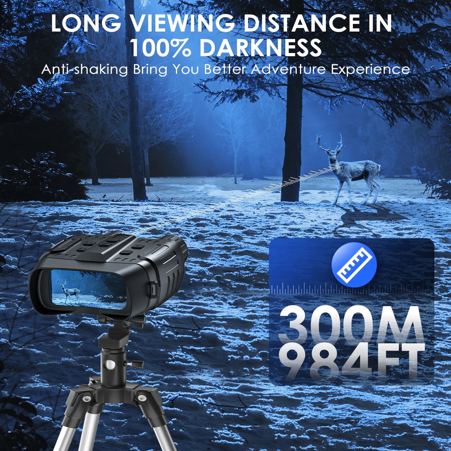 Night Vision Binoculars 4X Digital Zoom 7 Levels Infrared Goggles 2.3" Screen Telescope 300 Meters For Hunting Camping Boating