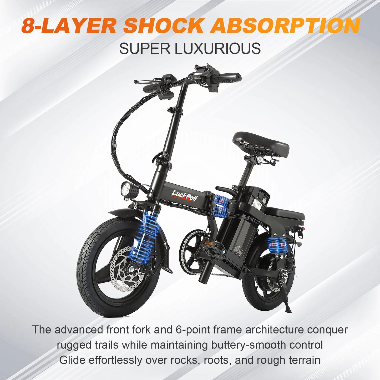 Classic Foldable Ebike 2000W/1000W, 40/28MPH, 52V 25Ah, 48V 15Ah, 60-80 Miles Range 14" Commuter Adult Electric Bicycle