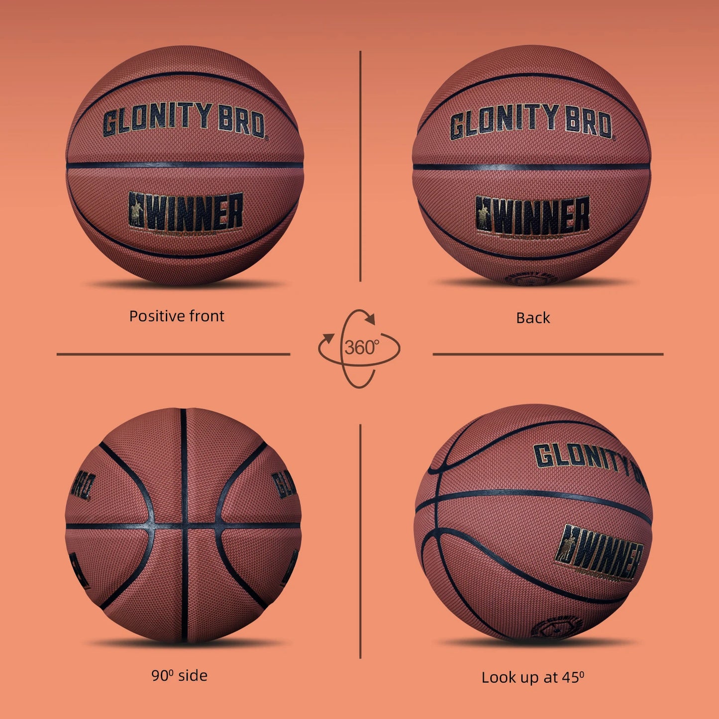 Size 7-29.5” Training Basketball In&Outdoor Black-Gold Composite Leather Team Ball Official Size 6&5 Street Basketball(Deflated)
