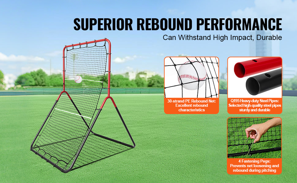 VEVOR Baseball And Softball Rebounder Net 3 x 4.5 ft PitchBack Baseball Pitching Nest three-Way Baseball Softball Pitchback Net