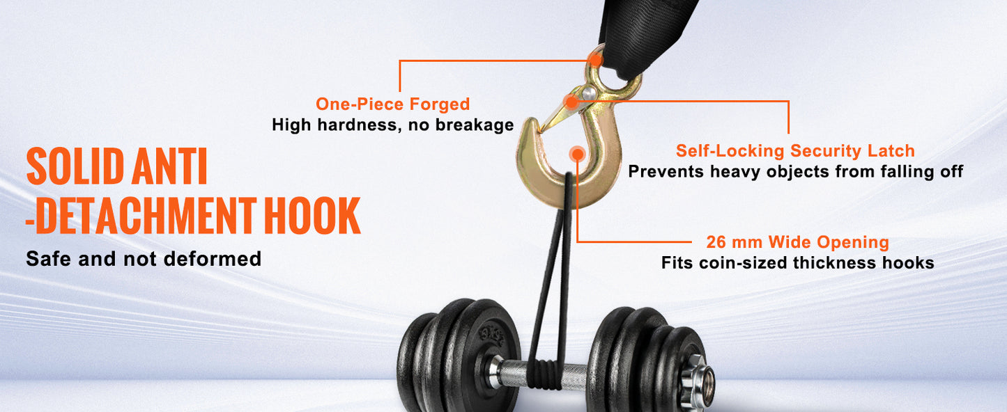 SucceBuy Hand Winch Boat Trailer Winch Heavy Duty Rope Crank Polyester Strap & Two-Way Ratchet Manual Operated Hand Crank Winch